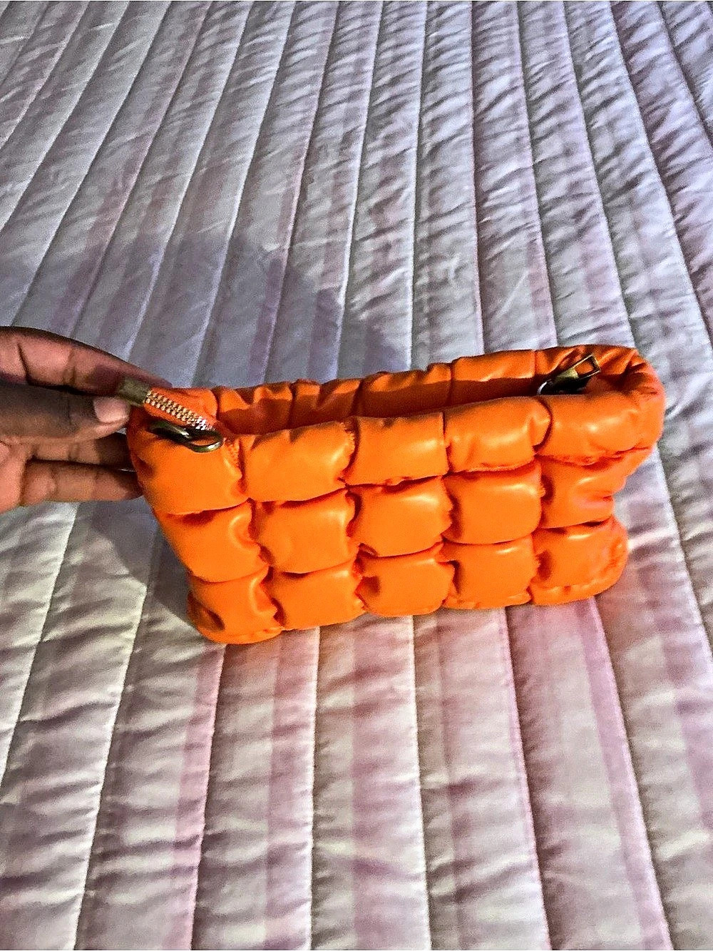Padded Orange Wristlet Clutch Like New